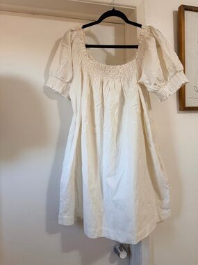 Free people White Smocked Puff Sleeve Dress